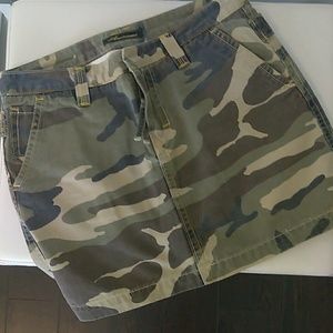 Camouflage denim skirt
